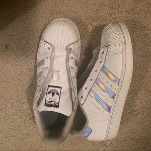 Holographic Adidas Superstars (comes w/ strings)